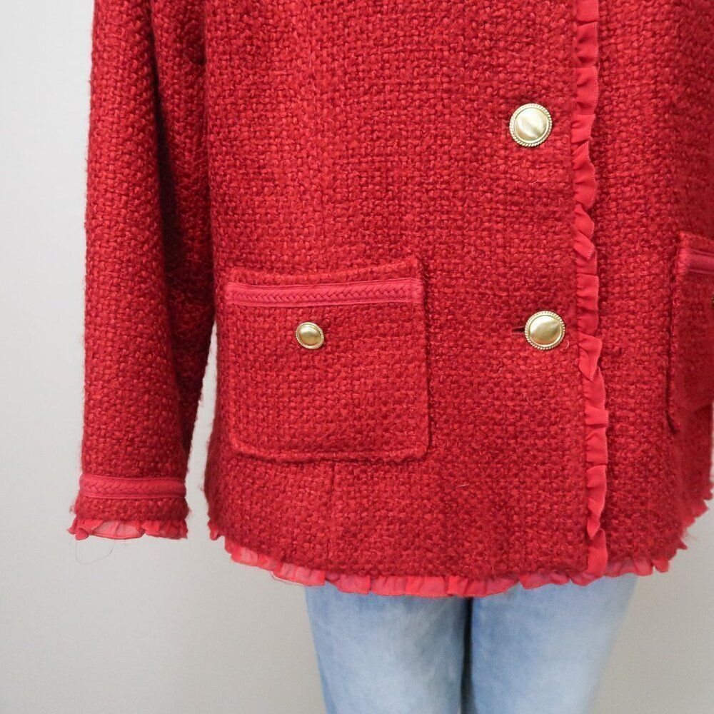 Joan Rivers Red Chanelesque Jacket Size 14 - Picture 2 of 11